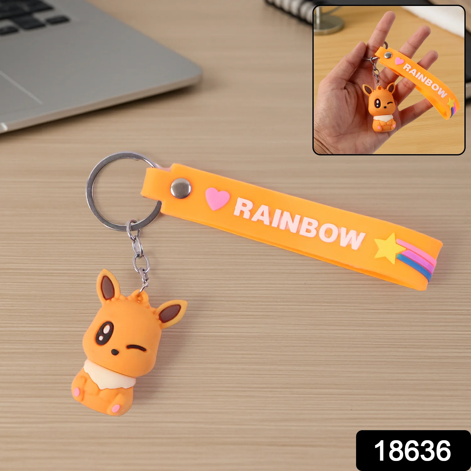 Cute Cartoon Silicone 3D Key Chain with Metal Hook & Strap (Pack of 1) - Image 2