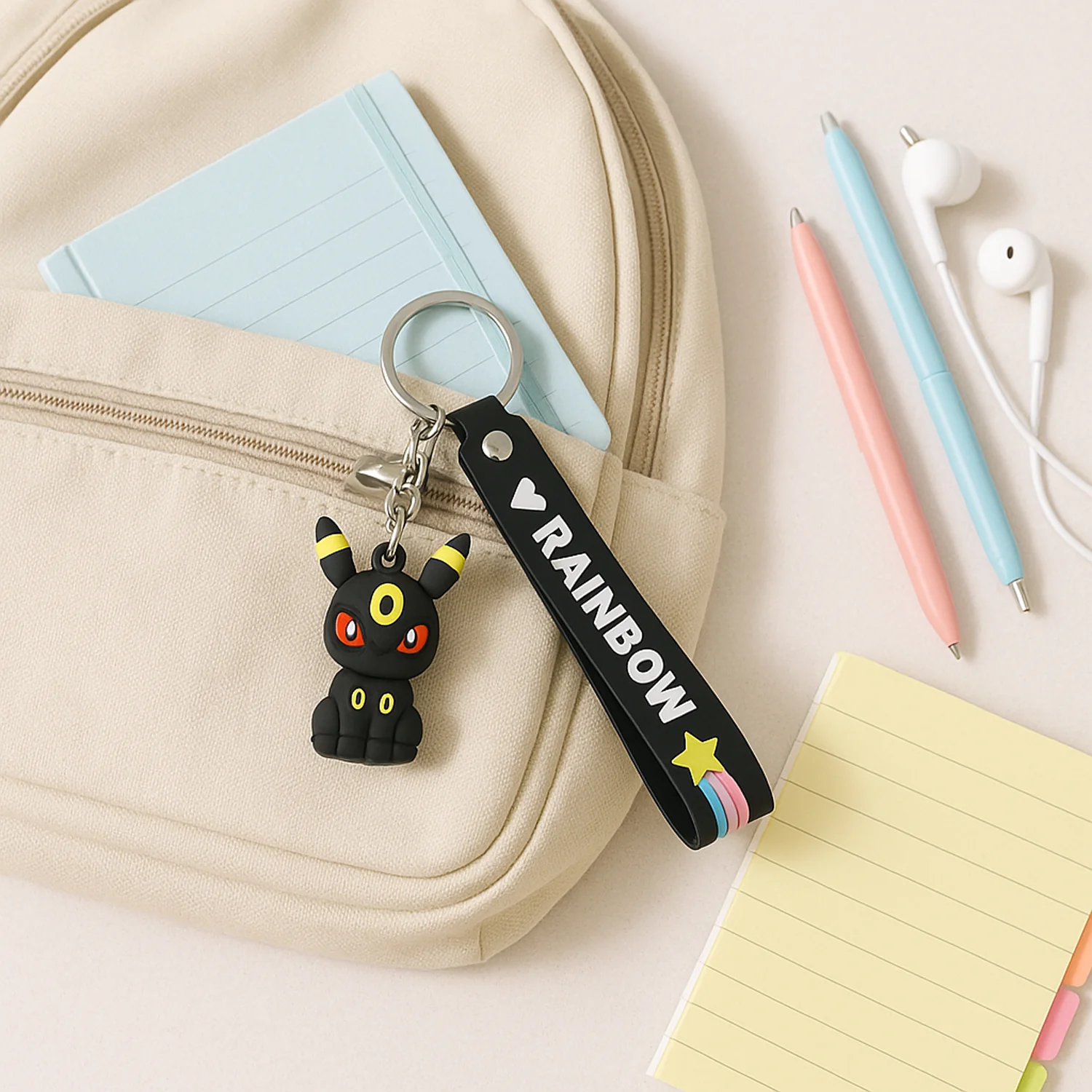 Cute Cartoon Silicone 3D Key Chain with Metal Hook & Strap (Pack of 1 / Mix Design) - Image 3