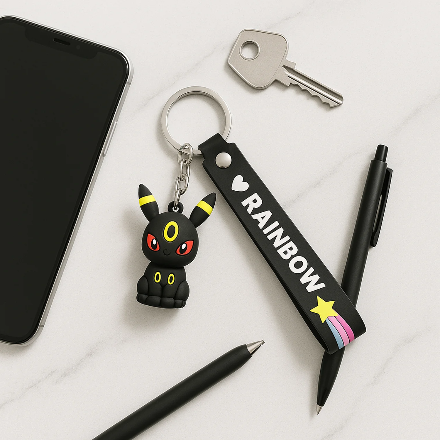 Cute Cartoon Silicone 3D Key Chain with Metal Hook & Strap (Pack of 1 / Mix Design) - Image 6