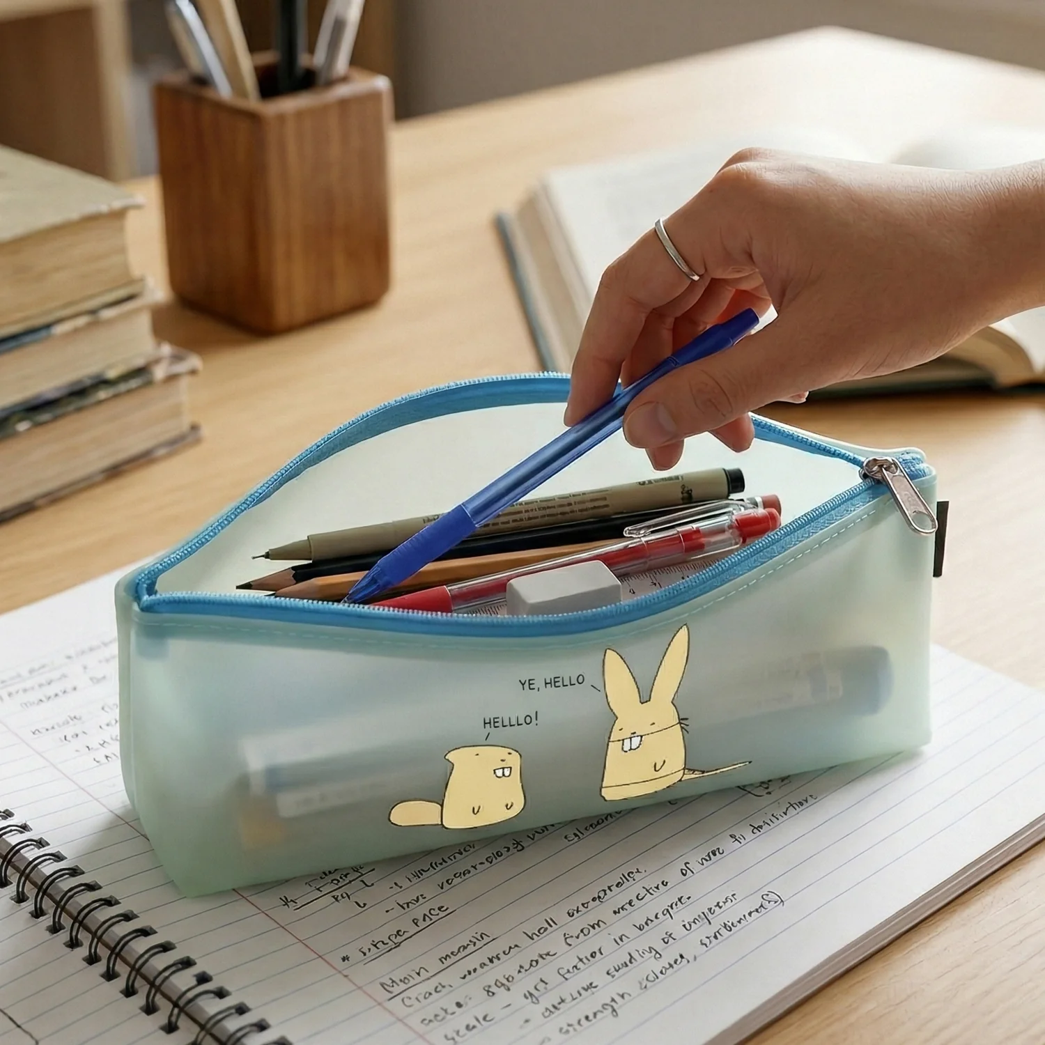 Cute Cartoon Transparent Pencil Pouch (1 Pc) - Image 3