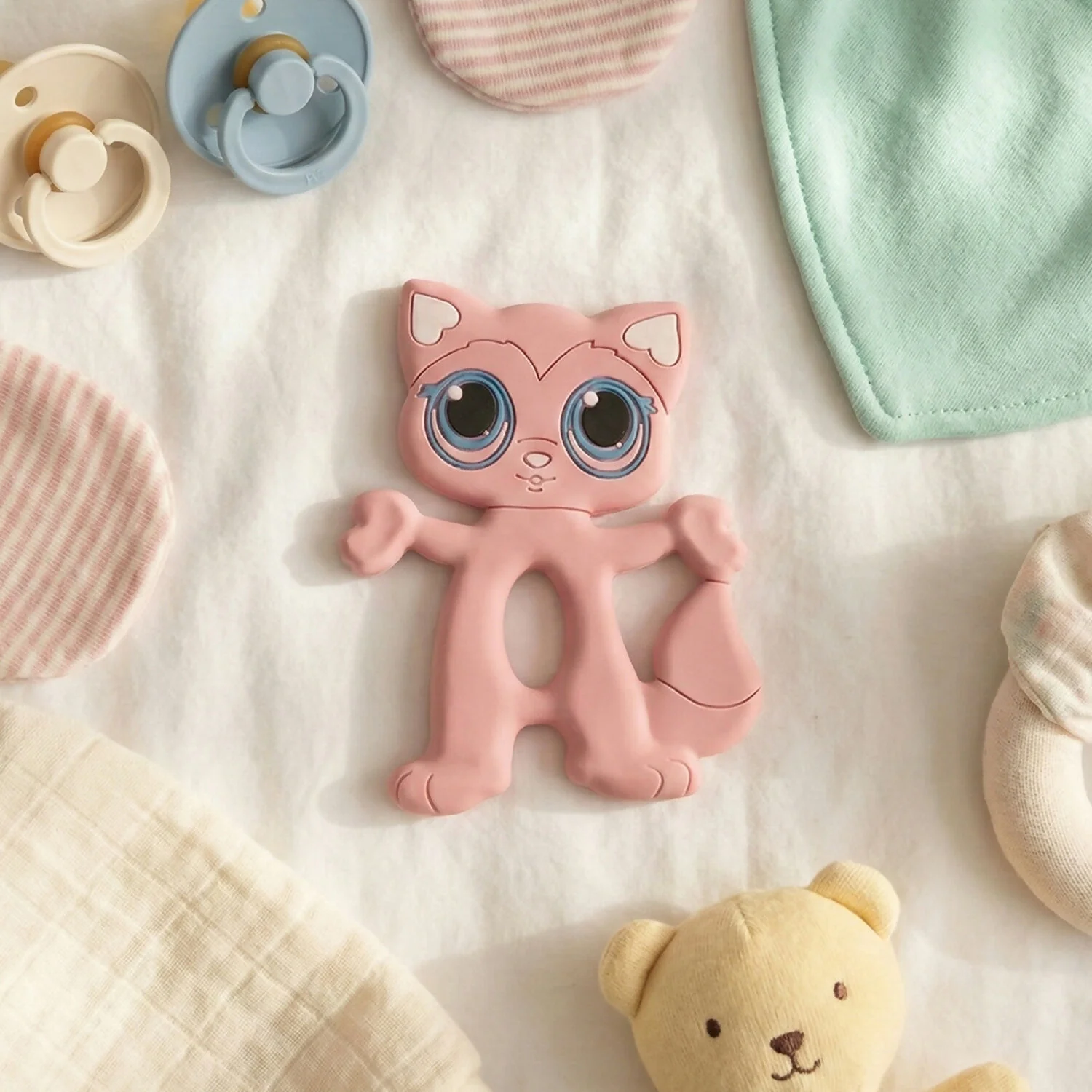 Cute Cat Baby Teether Toy for Soothing Gums with Soft Chewable Surface for Infants - Image 2