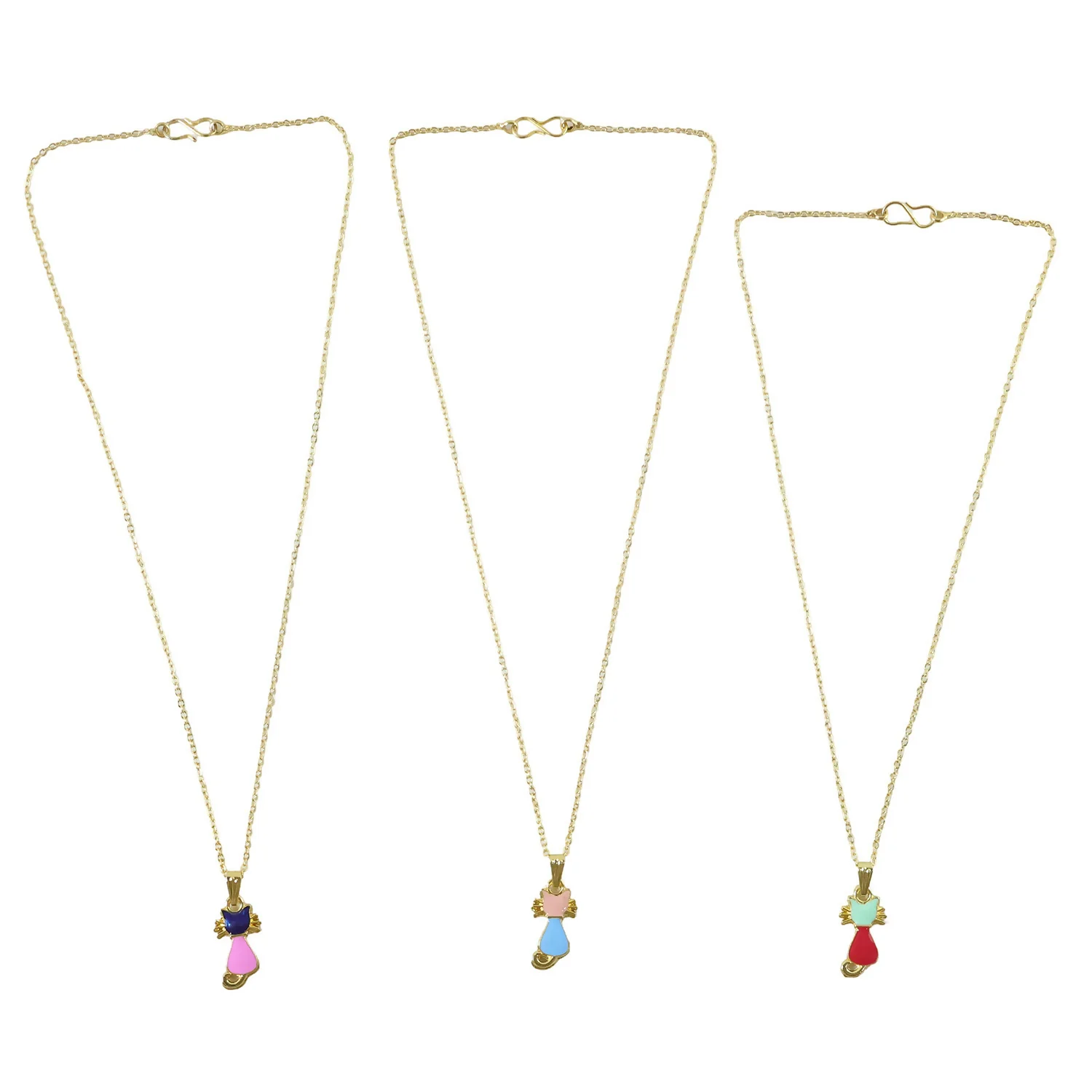 Cute Cat Gold Pendant Necklaces with Colorful Enamel Charm - Image 5