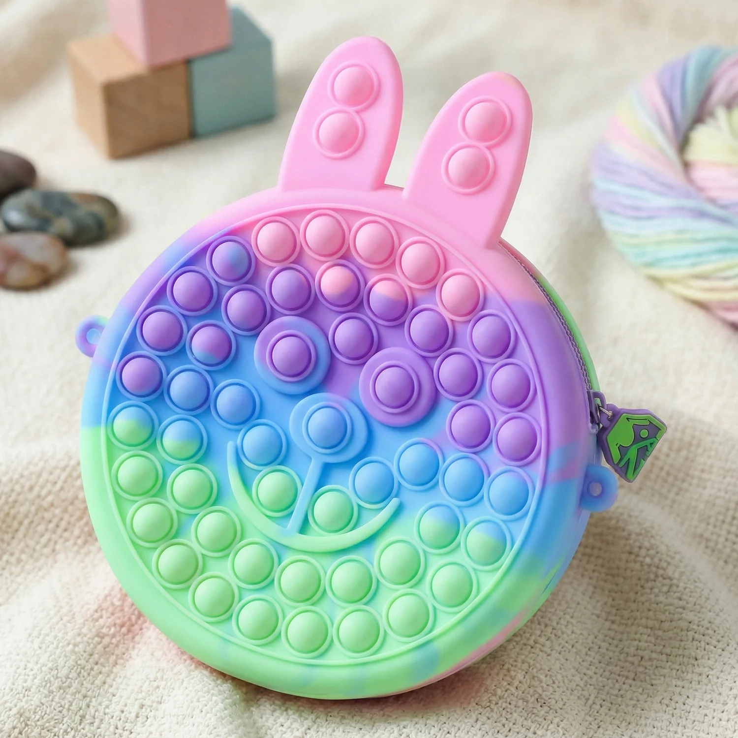 Cute Caterpillar Shape Pop It Silicone Pencil Pouch (1 Pc) - Image 8