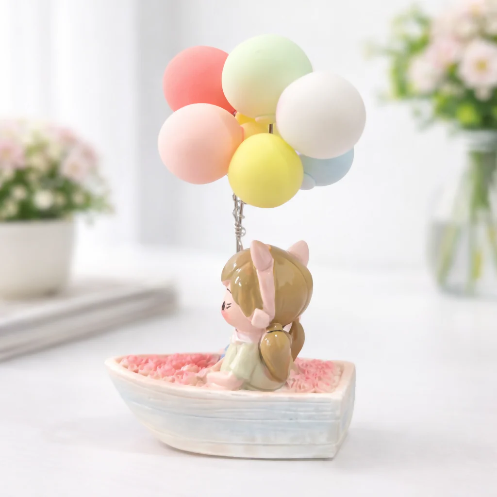 Cute Couple Boat Showpiece with Balloon for Home Decor and Gifting - Image 2