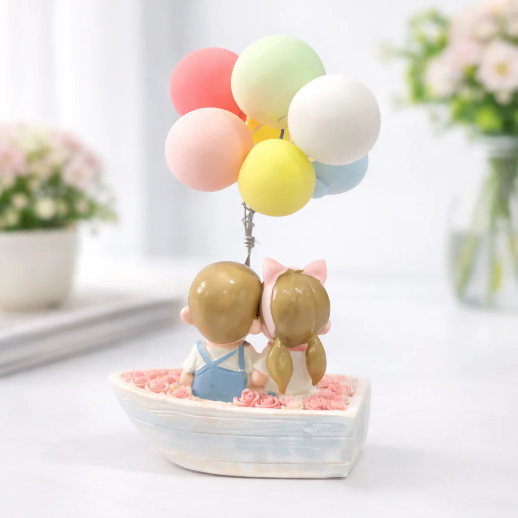 Cute Couple Boat Showpiece with Balloon for Home Decor and Gifting - Image 3