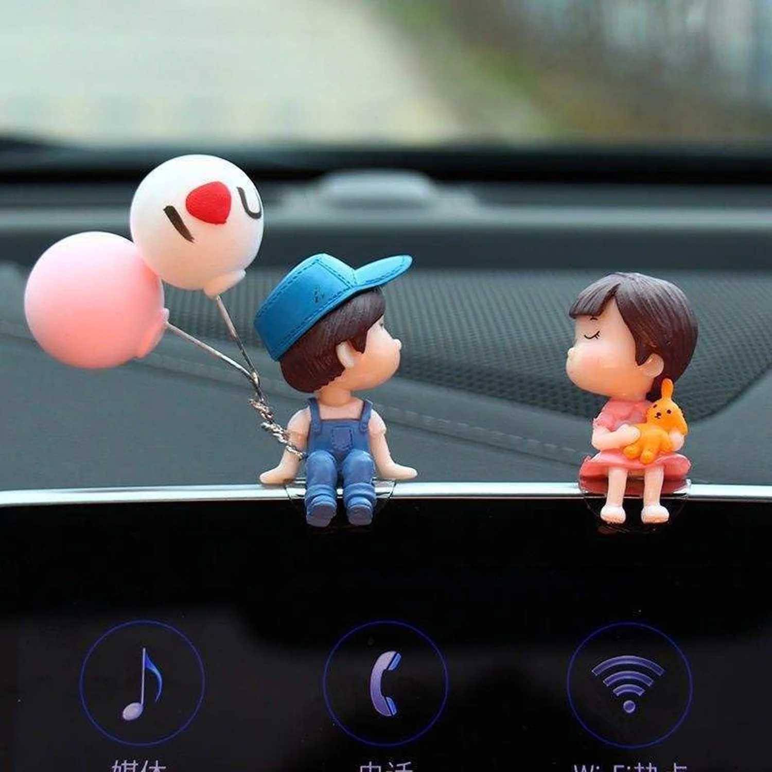 Plastic Cute Couple Car Dashboard Decoration Figurine Set (1 Set) - Image 4
