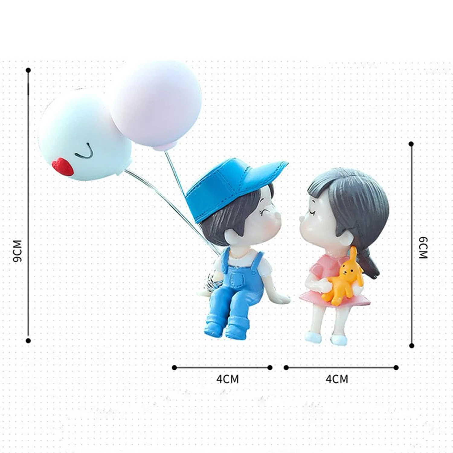 Plastic Cute Couple Car Dashboard Decoration Figurine Set (1 Set) - Image 6