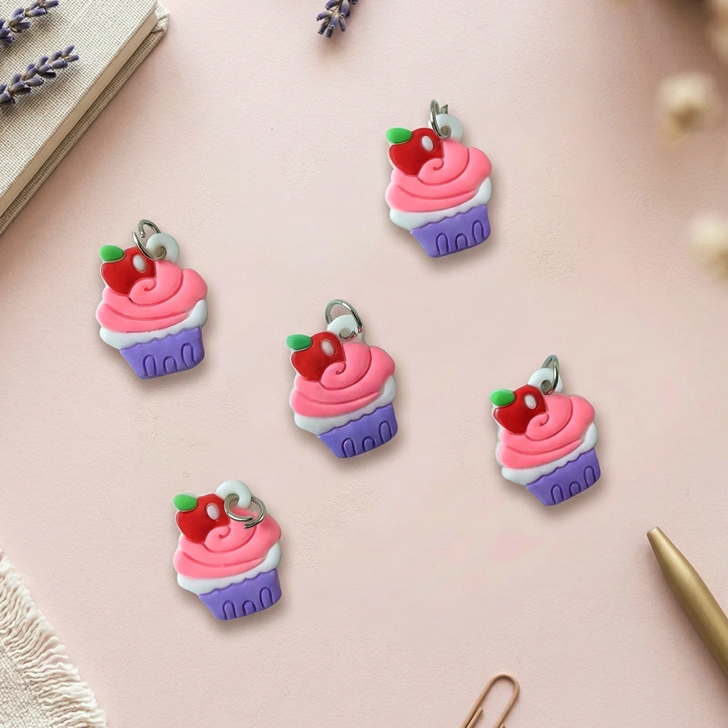 Cute Cupcake Shape Bag Charm Keychain Set (10 Pc) - Image 5