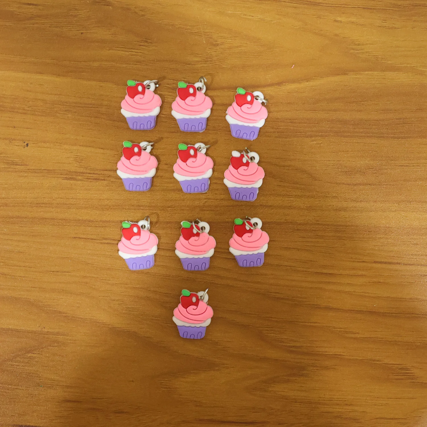 Cute Cupcake Shape Bag Charm Keychain Set (10 Pc) - Image 7