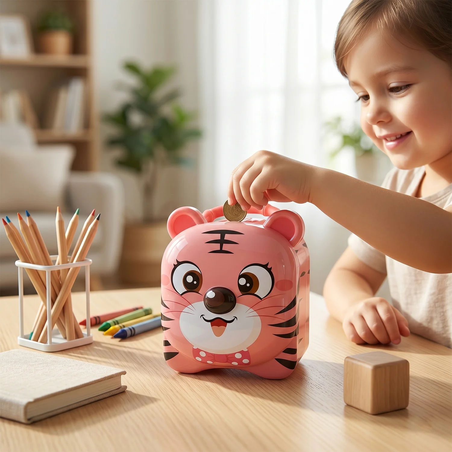 Cute Design Metal Piggy Bank with Lock and Key (1 Pc, Mix Design) - Image 3