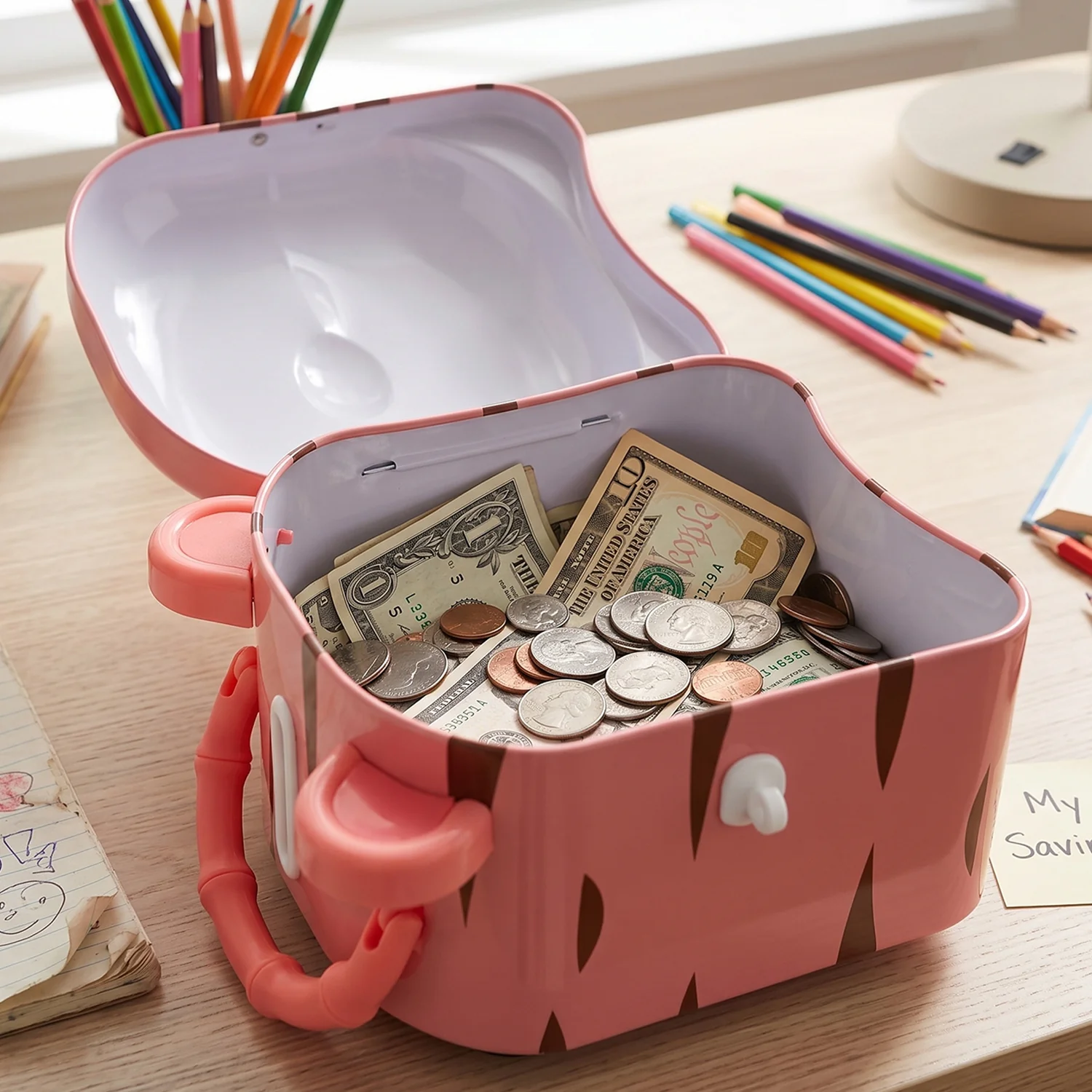 Cute Design Metal Piggy Bank with Lock and Key (1 Pc, Mix Design) - Image 4