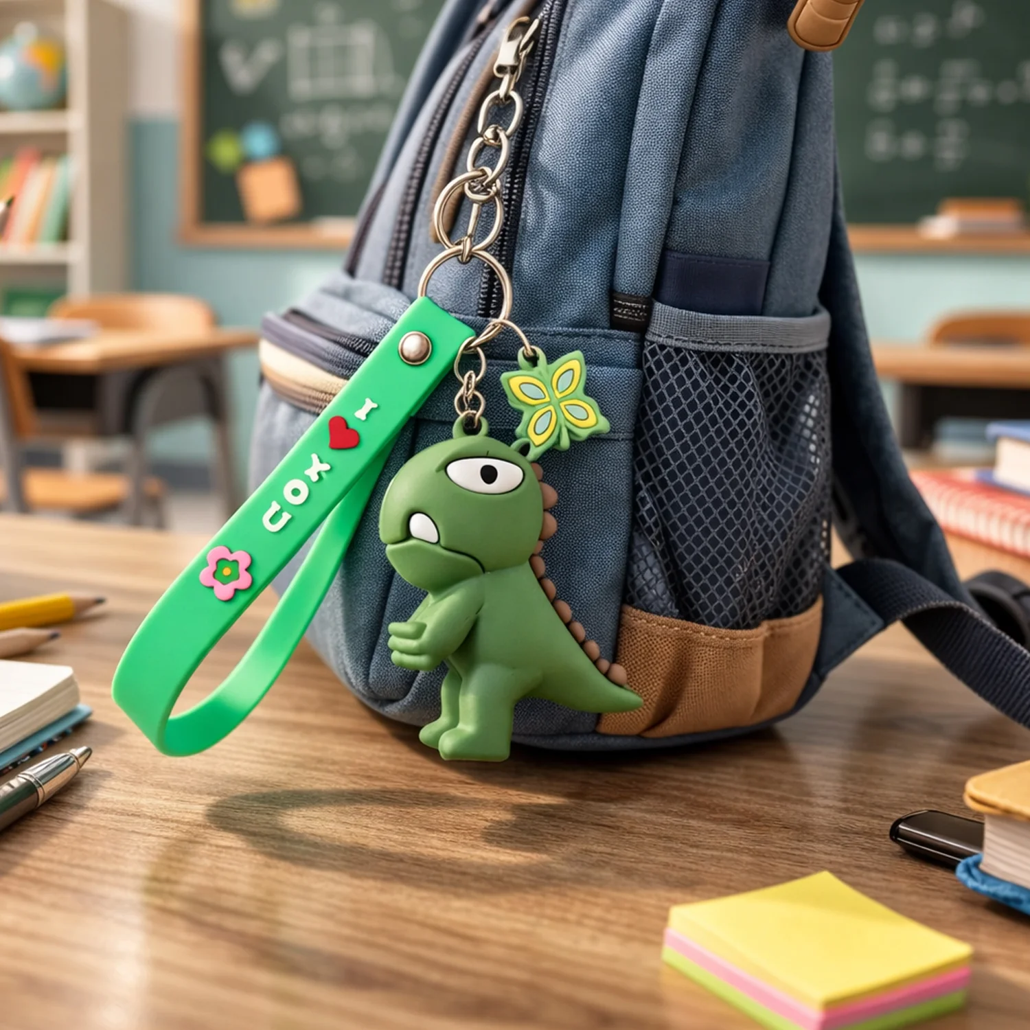 Cute Dinosaur Cartoon Keychain with Silicone Strap (1 Pc) - Image 3