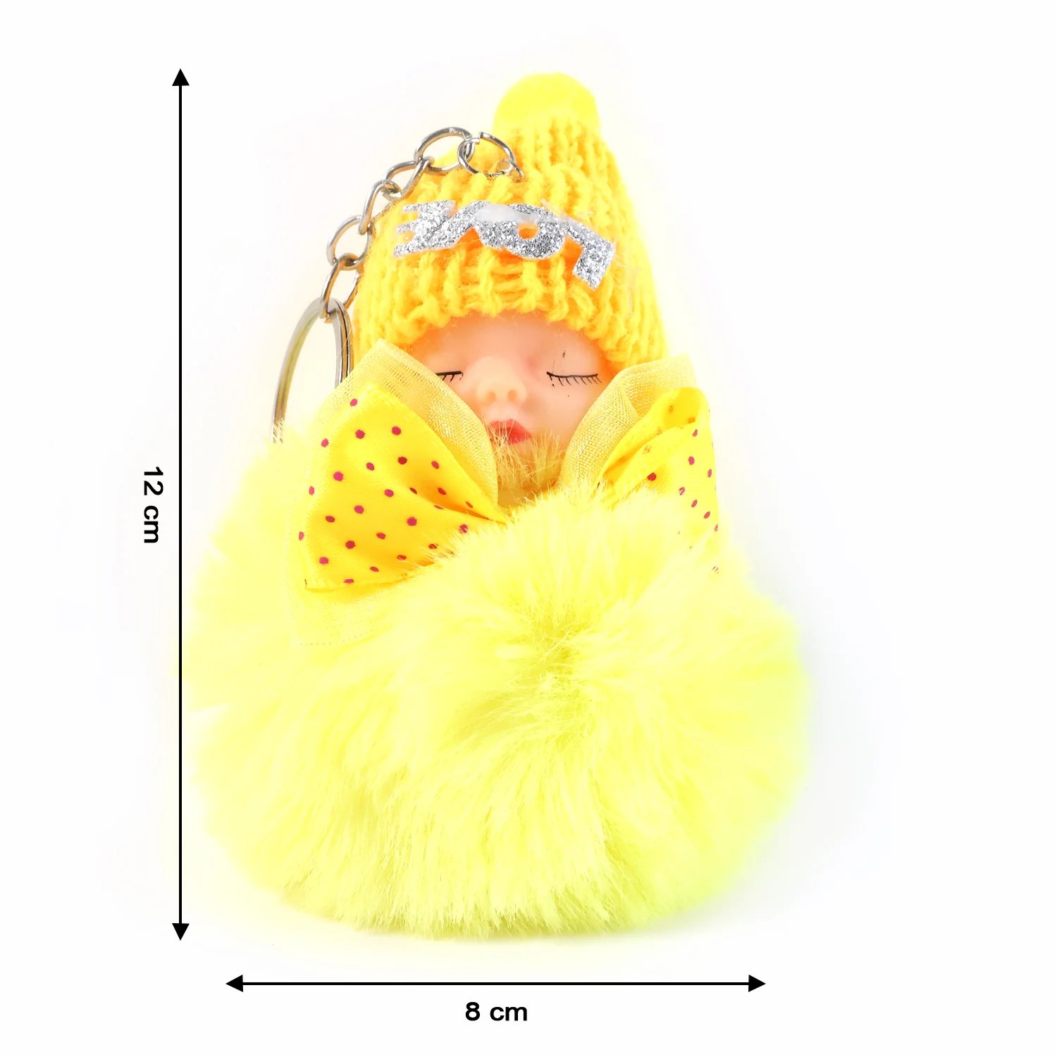 Cute Doll Plush Keychain with Soft Fur Ball (1 Pc) - Image 4