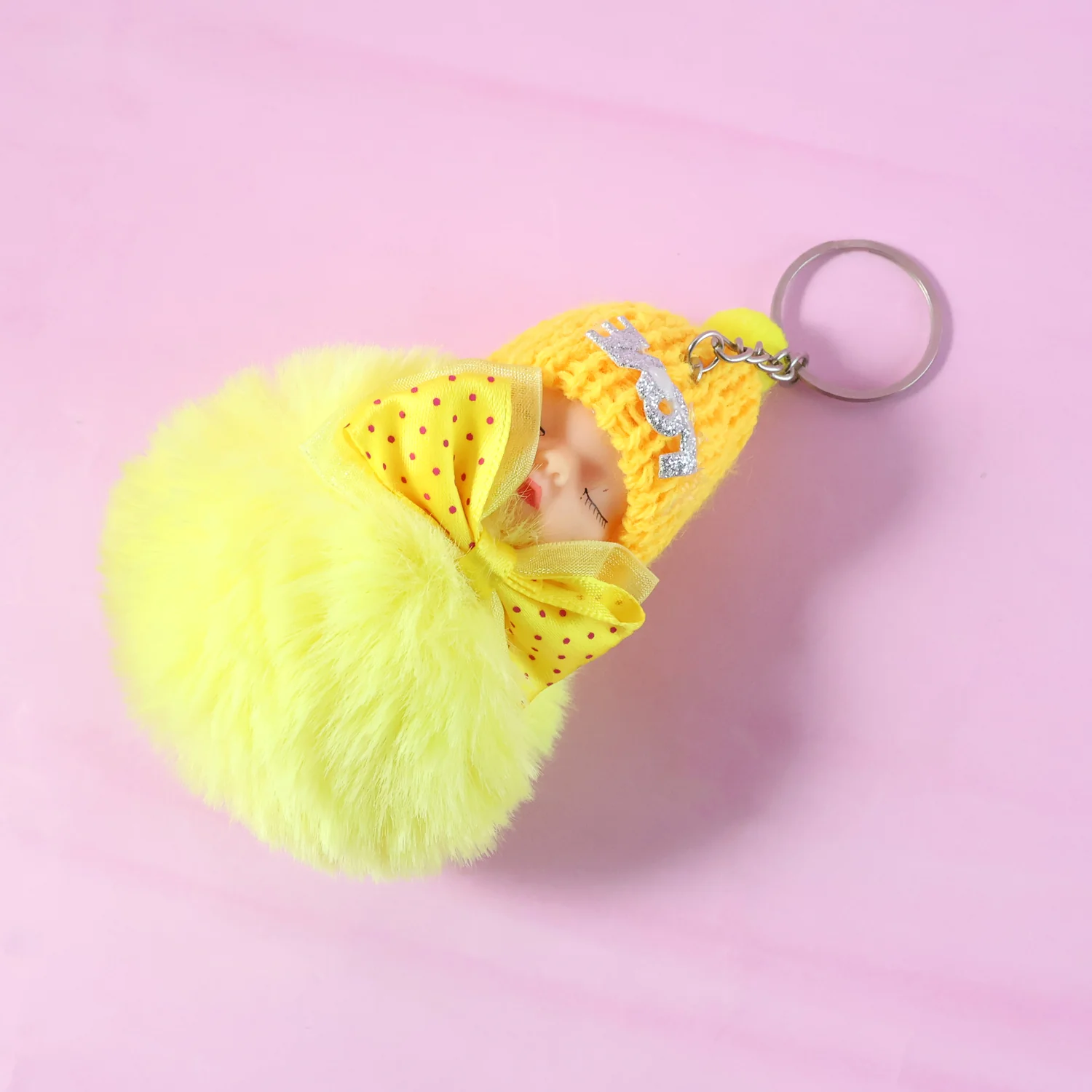 Cute Doll Plush Keychain with Soft Fur Ball (1 Pc) - Image 7