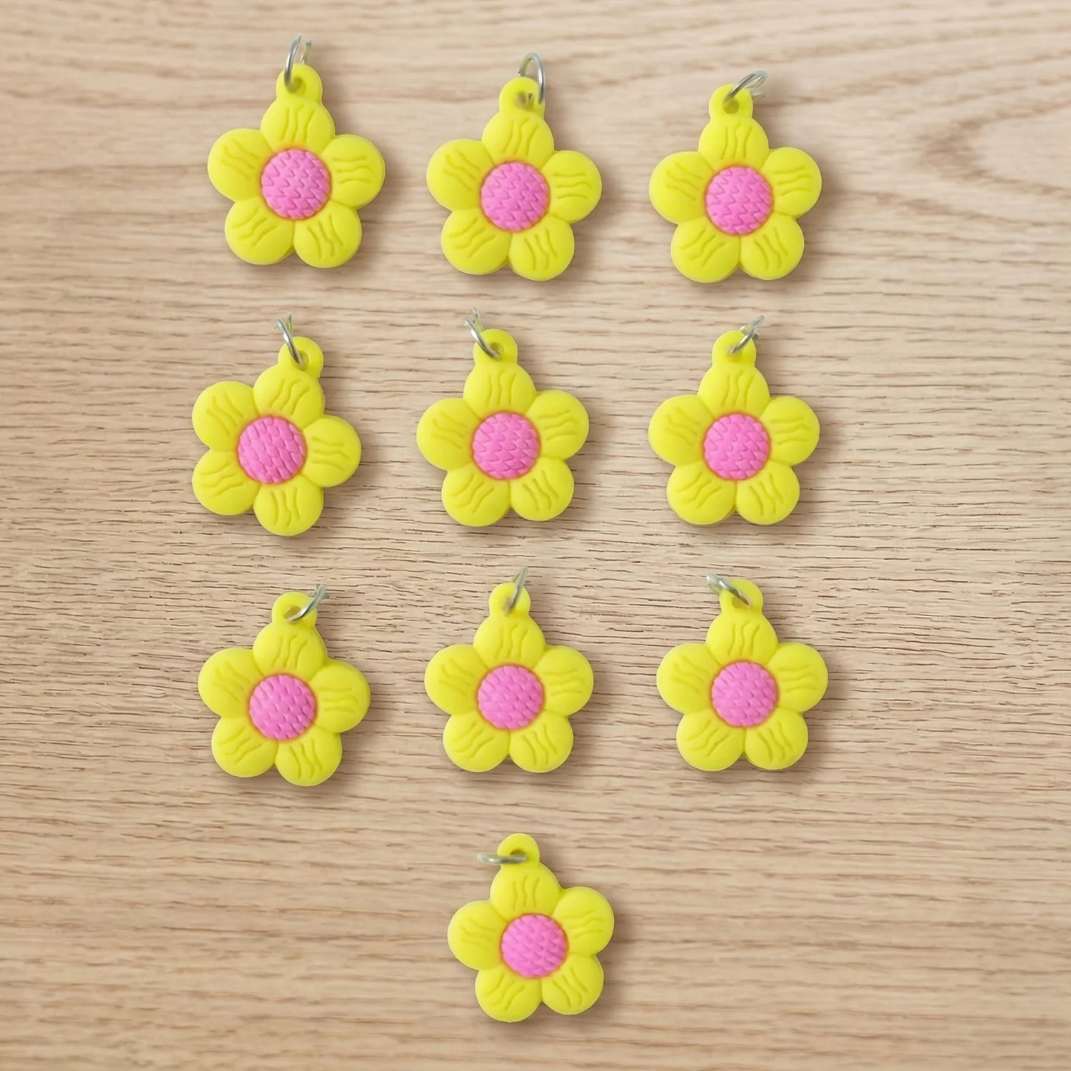 Cute Flower Shape Bag Charm Keychain Set (10 Pc Set) - Image 6