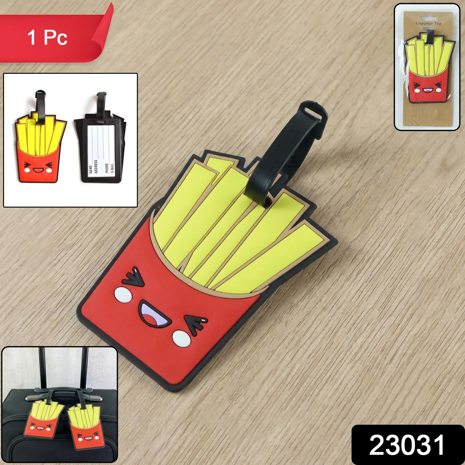 Cute French Fries Design Travel Identification Luggage Bag Tag - Image 2