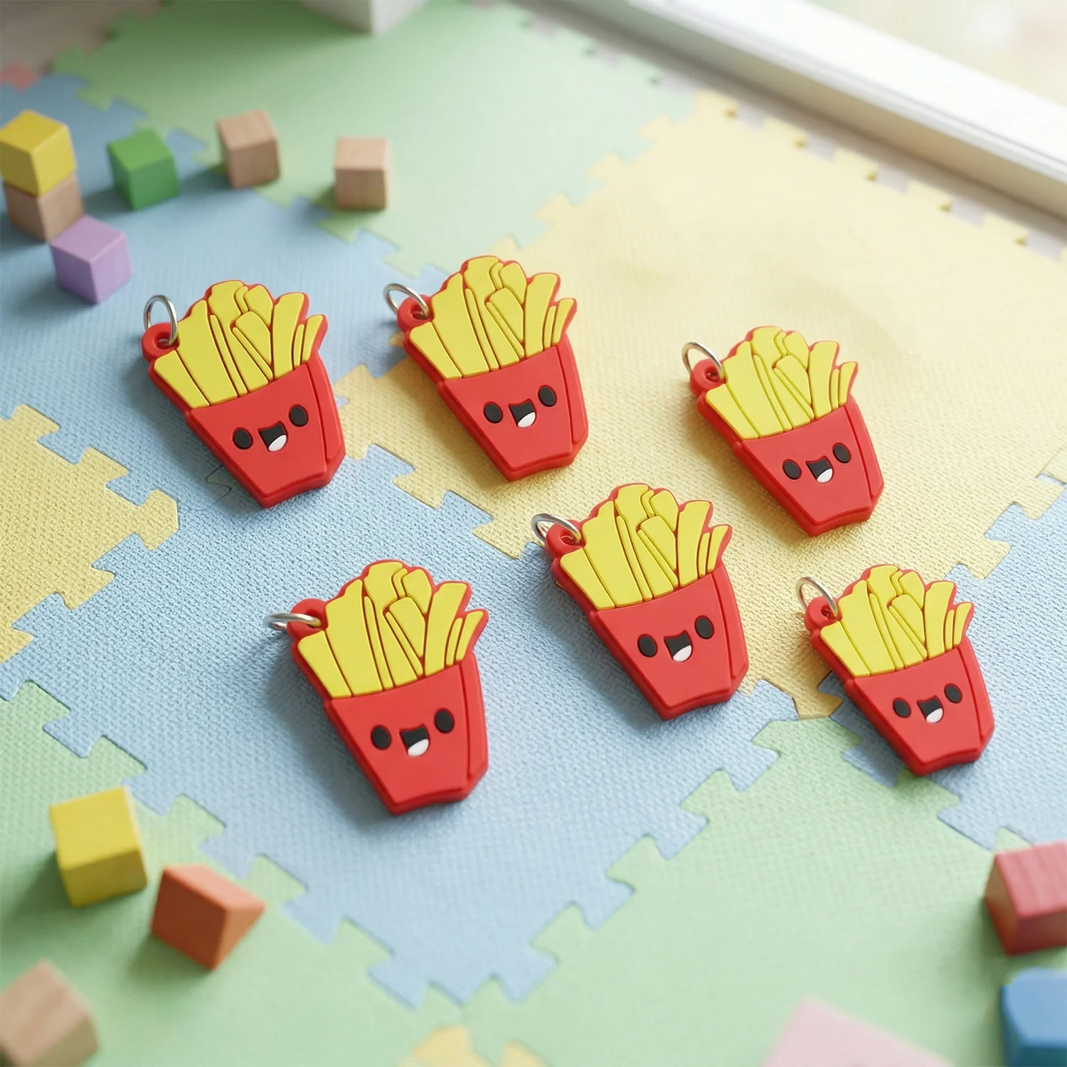Cute French Fries Shap Bag Charm Keychain Set (10 Pc) - Image 3