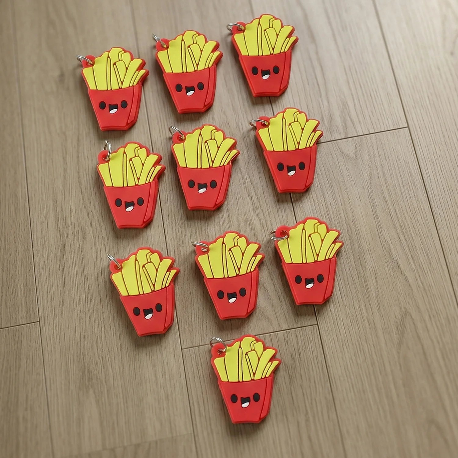 Cute French Fries Shap Bag Charm Keychain Set (10 Pc) - Image 6