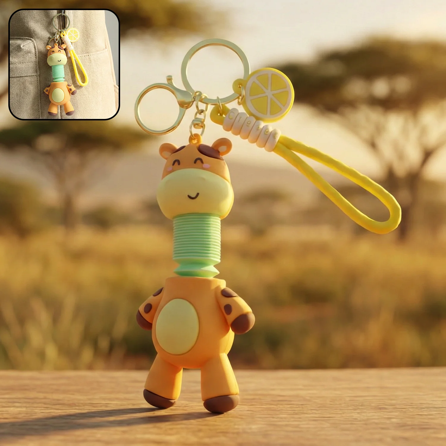 Cute Giraffe Cartoon Keychain (1 Pc) - Image 8