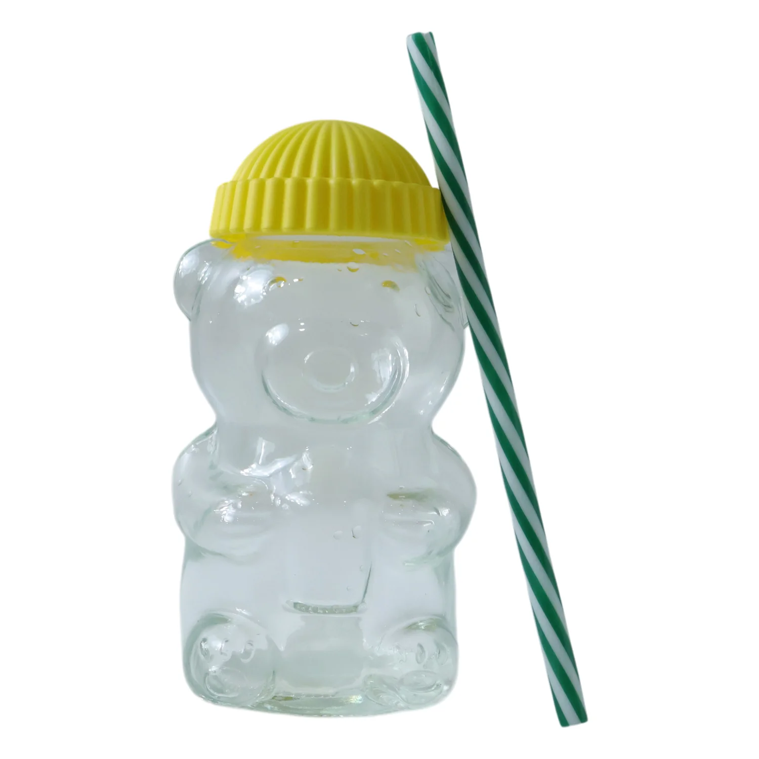 Cute Glass Bear Shape Kids Drinking Cup Bottle with Straw (1 Pc, 350 ML) - Image 5