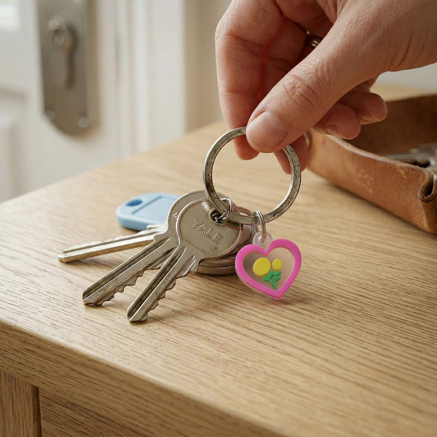 Cute Heart Flower Design Bag Charm Keychain Set (10 Pc) - Image 3