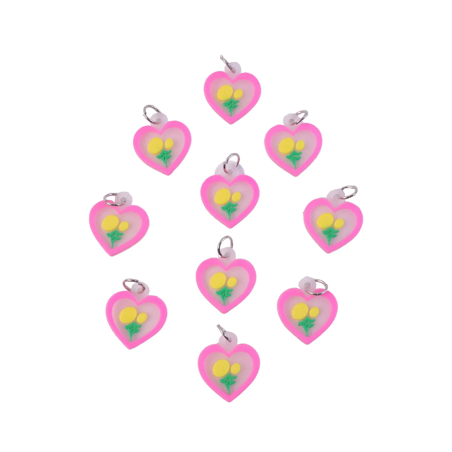 Cute Heart Flower Design Bag Charm Keychain Set (10 Pc) - Image 4