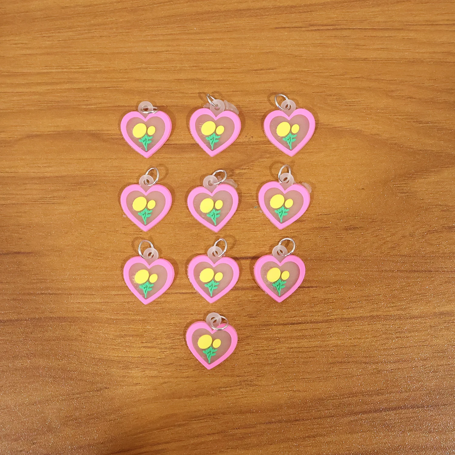 Cute Heart Flower Design Bag Charm Keychain Set (10 Pc) - Image 8