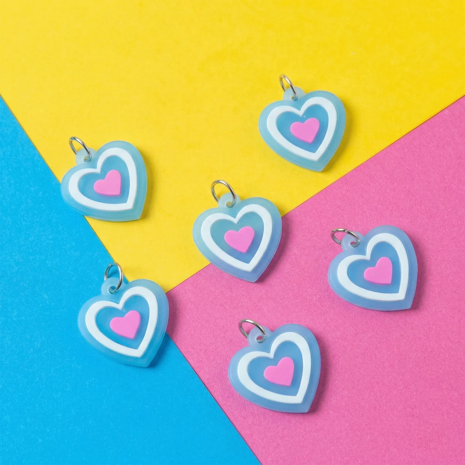 Cute Heart Shape Bag Charm Keychain Set (10 Pc) - Image 6