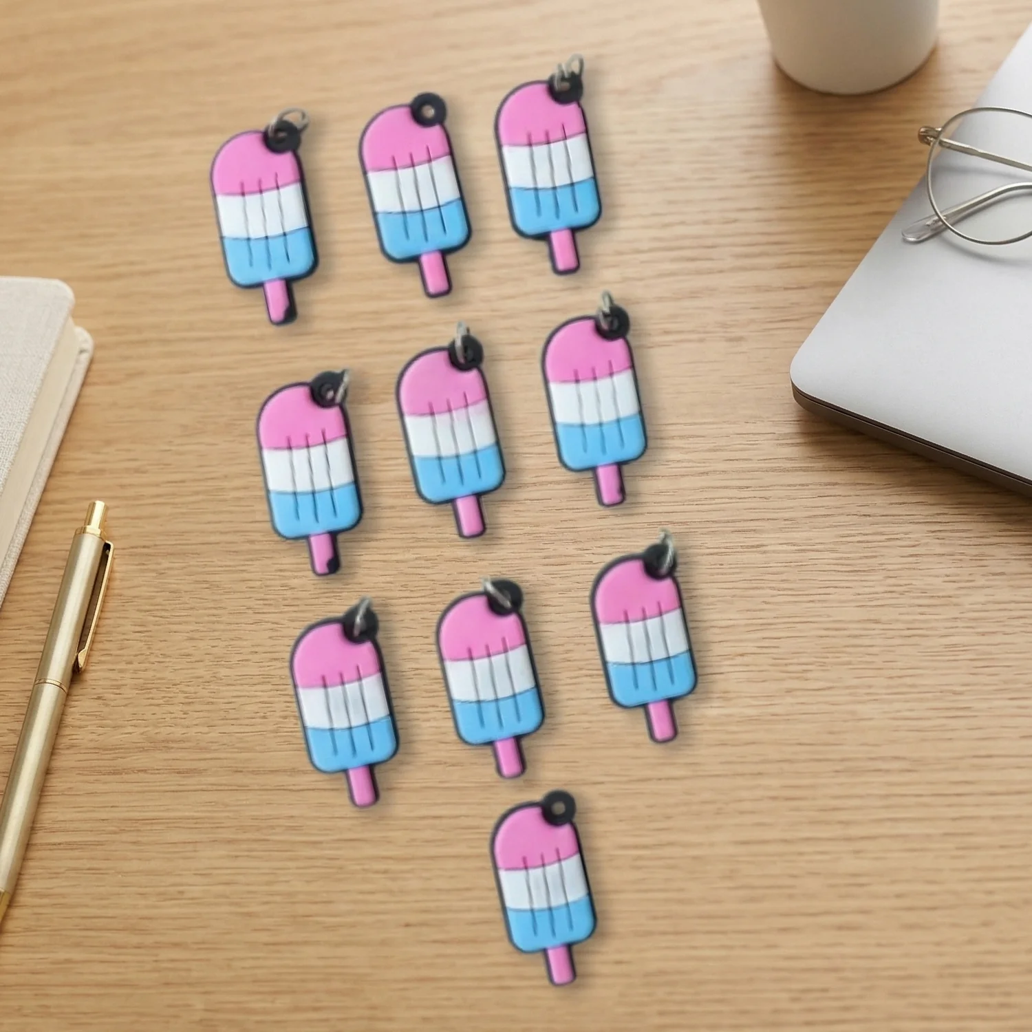 Cute Ice Cream Shape Bag Charm Keychain Set (10 Pc Set) - Image 6