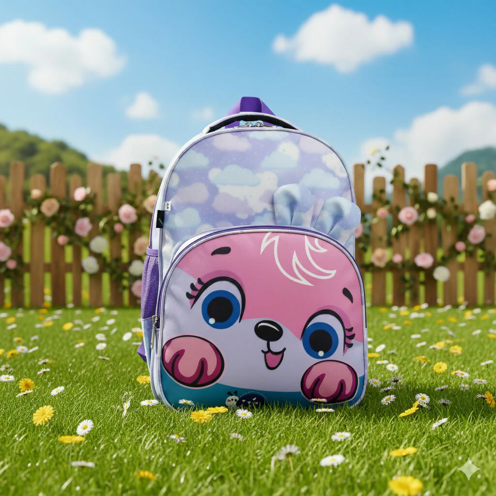 Cute Kids Backpack for Girls – Cartoon Animal Face School Bag - Image 2