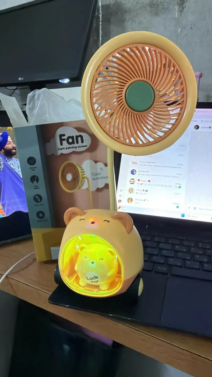 Cute Kids Desk Fan Pen Stand Sharpener with Night Lamp - Image 6