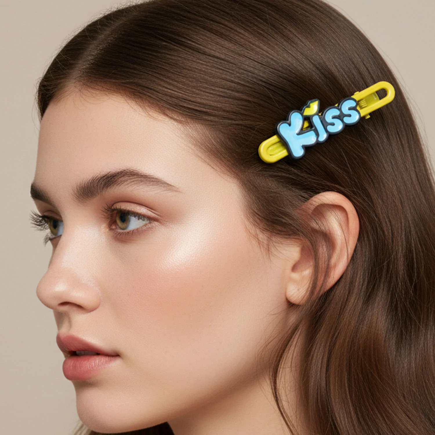 Cute “Kiss” Text Hair Clip Set (2 Pc) - Image 3
