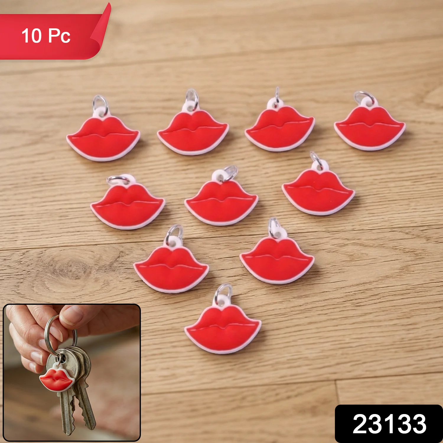 Cute Lips Shape Bag Charm Keychain Set (10 Pc) - Image 2