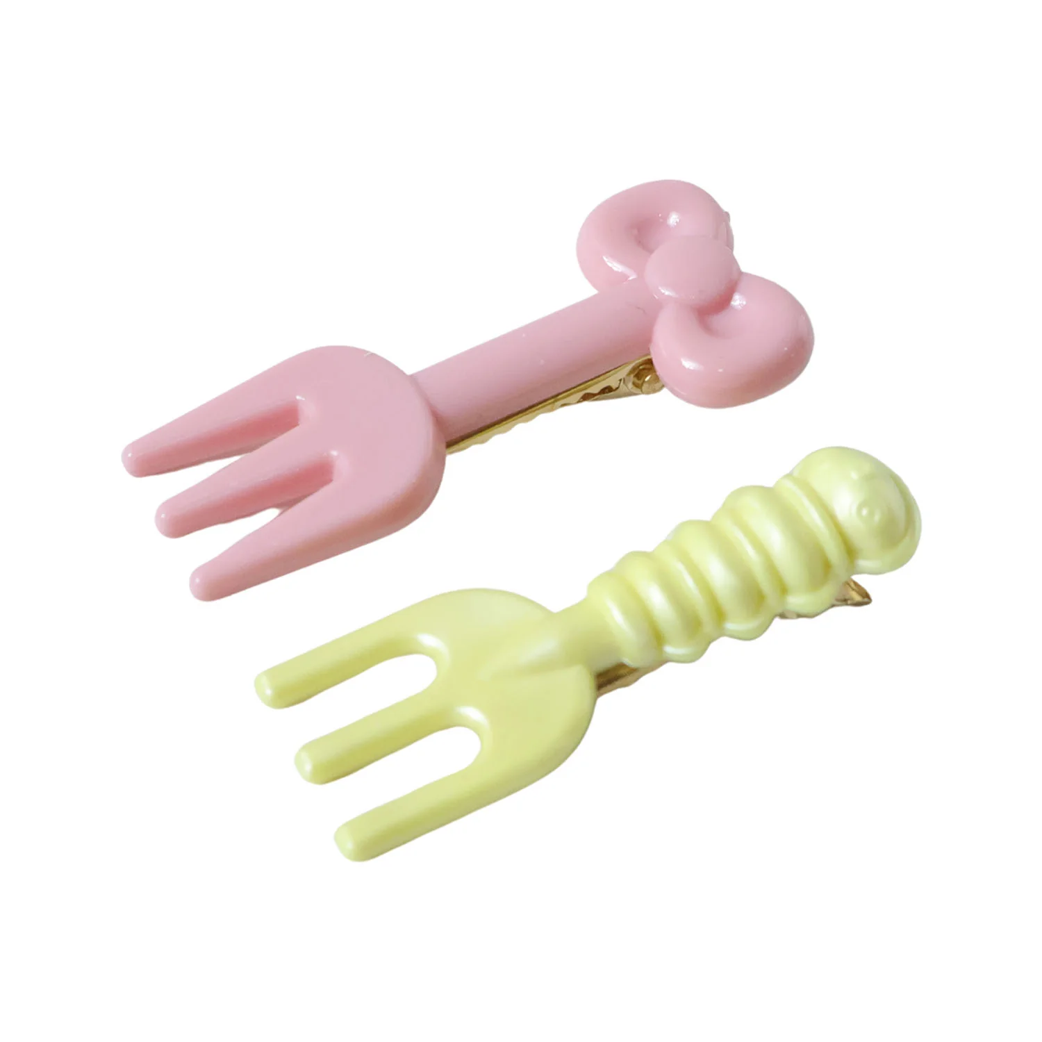 Cute Mini Fork Shaped Hair Clips Set for Girls and Women (4 Pc) - Image 4