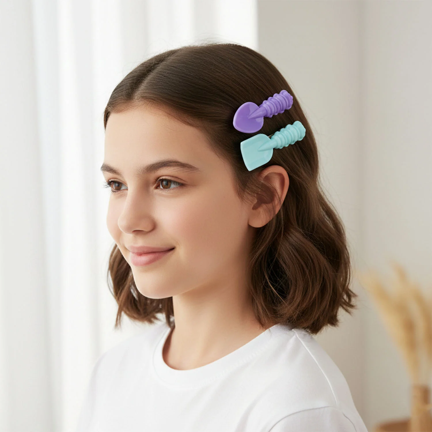 Cute Mini Spade & Leaf Shape Hair Clip Set (2 Pc) - Image 4