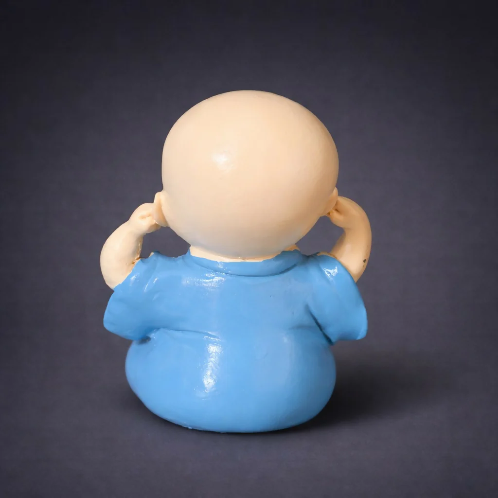 Cute Monk Covering Ears Showpiece Baby Figurine for Desk Decor - Image 4