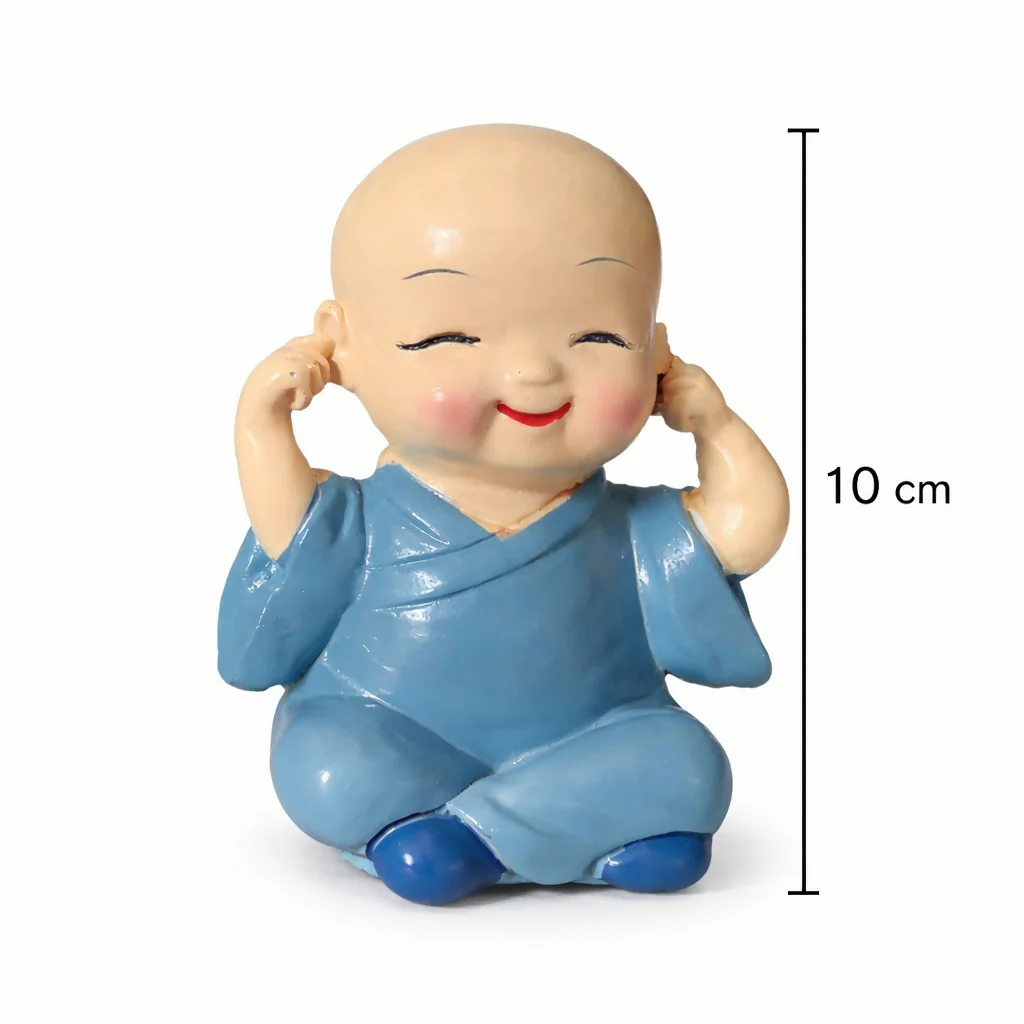 Cute Monk Covering Ears Showpiece Baby Figurine for Desk Decor - Image 5