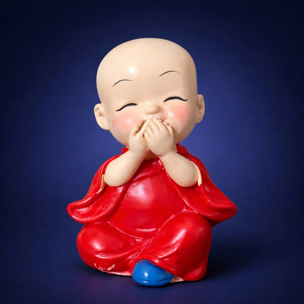 Cute Monk Showpiece Laughing Baby Figurine for Home & Desk Decor - Image 3