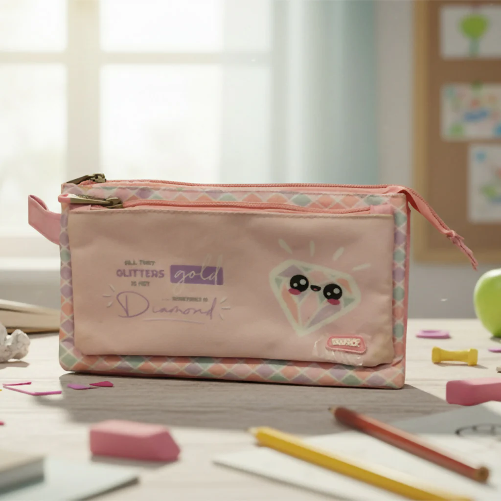 Cute Multicolor Pencil Pouch for Girls Boys Pocket Zipper School Office - Image 2