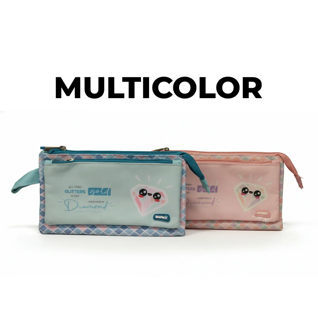 Cute Multicolor Pencil Pouch for Girls Boys Pocket Zipper School Office - Image 3