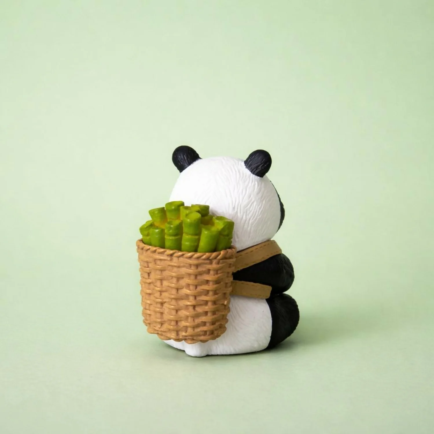 Cute Panda Bamboo Basket poly-resin Showpiece | Mini Panda Decorative Figurine - Image 3