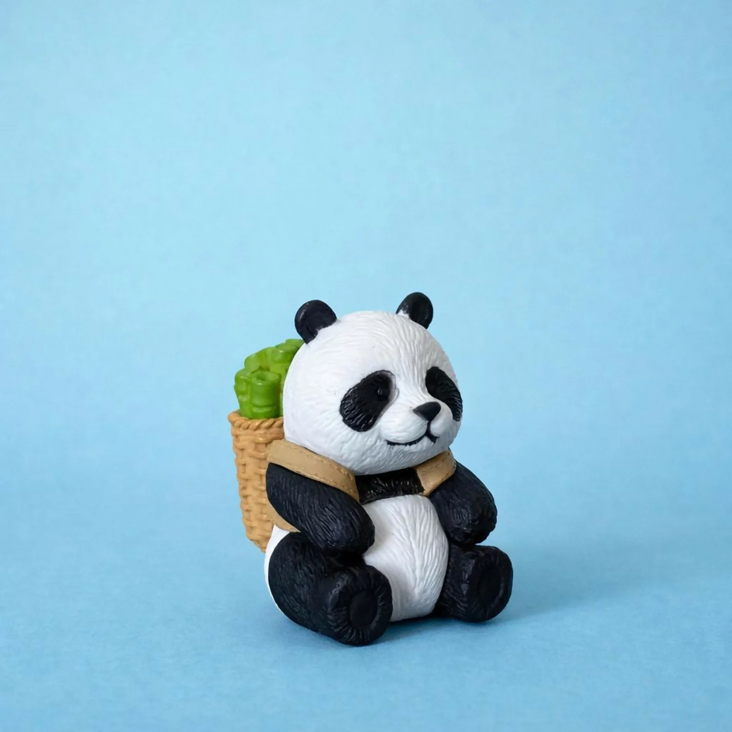 Cute Panda Bamboo Basket poly-resin Showpiece | Mini Panda Decorative Figurine - Image 4