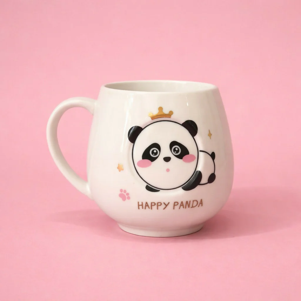 Cute Panda Ceramic Coffee Mug, Cartoon Printed Tea Cup - Image 3