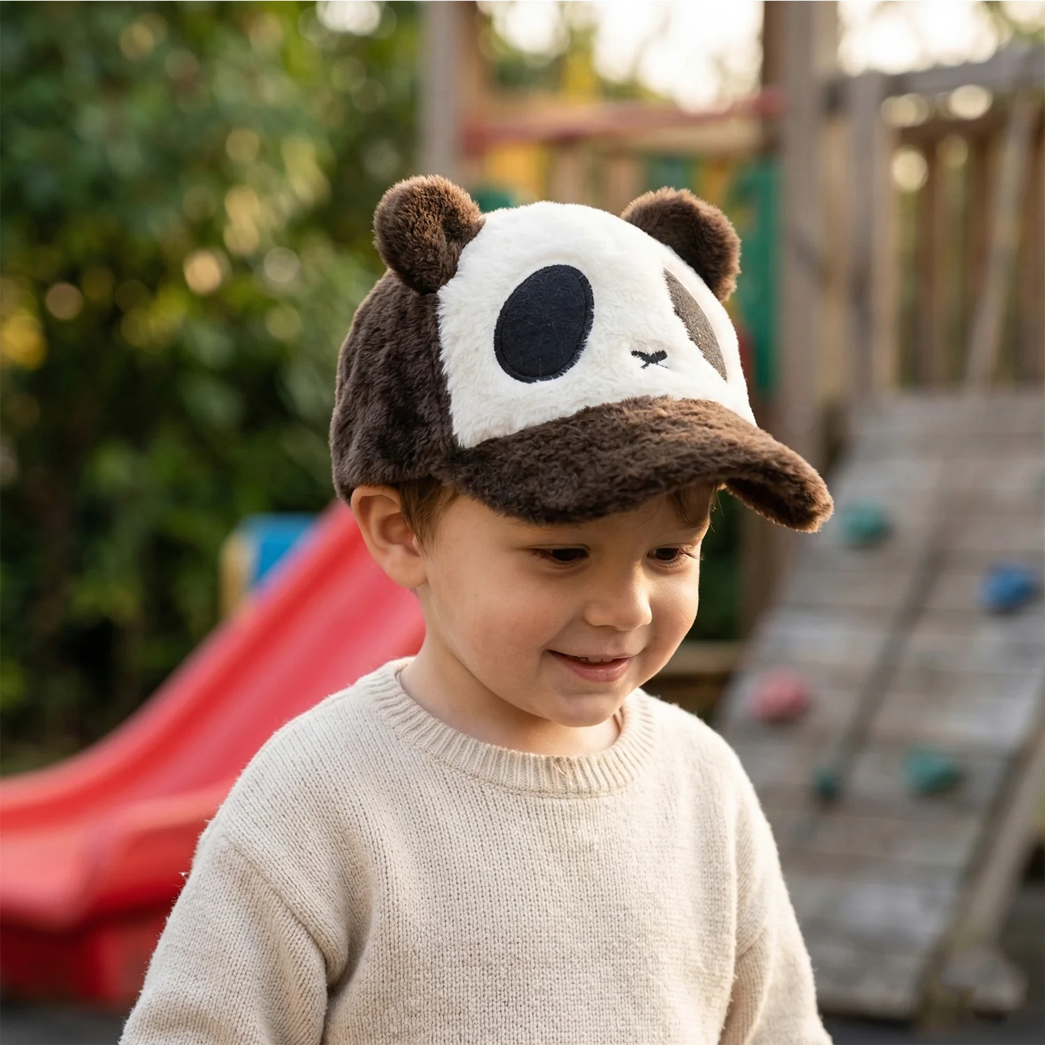 Cute Panda Design Plush Winter Cap (1 Pc) - Image 3