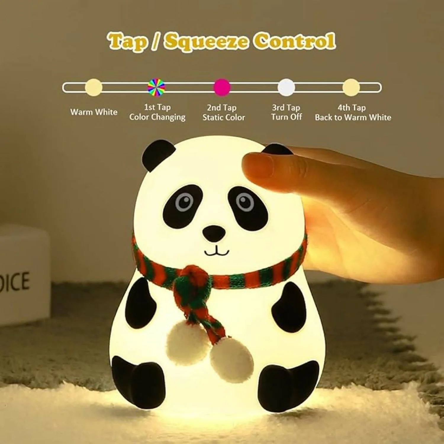 Cute Panda LED Night Lamp with Touch Control for Kids Bedroom & Gifting - Image 4