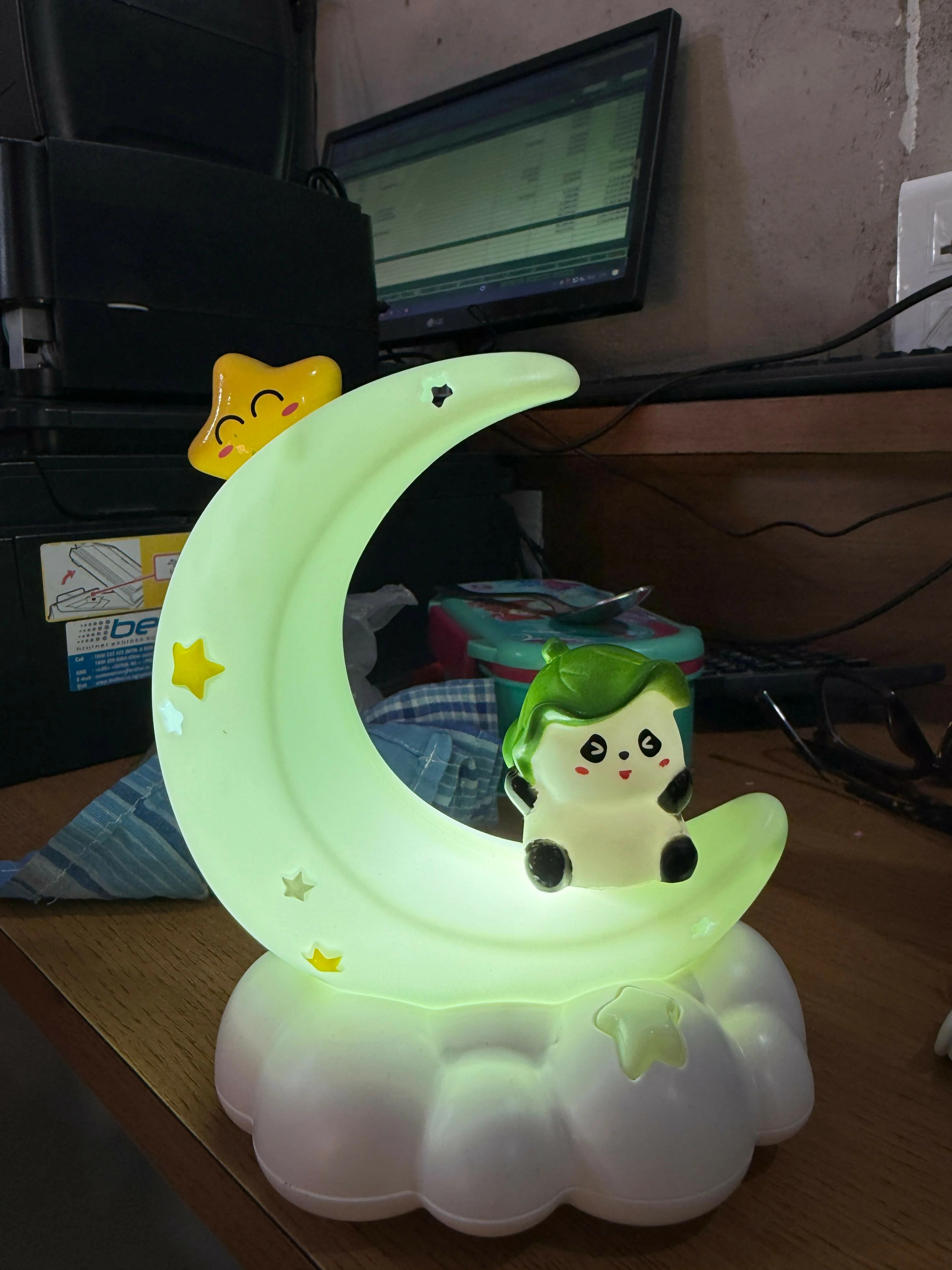 Cute Panda Moon Star Kids Night Lamp with Soft LED Bedside Light - Image 5