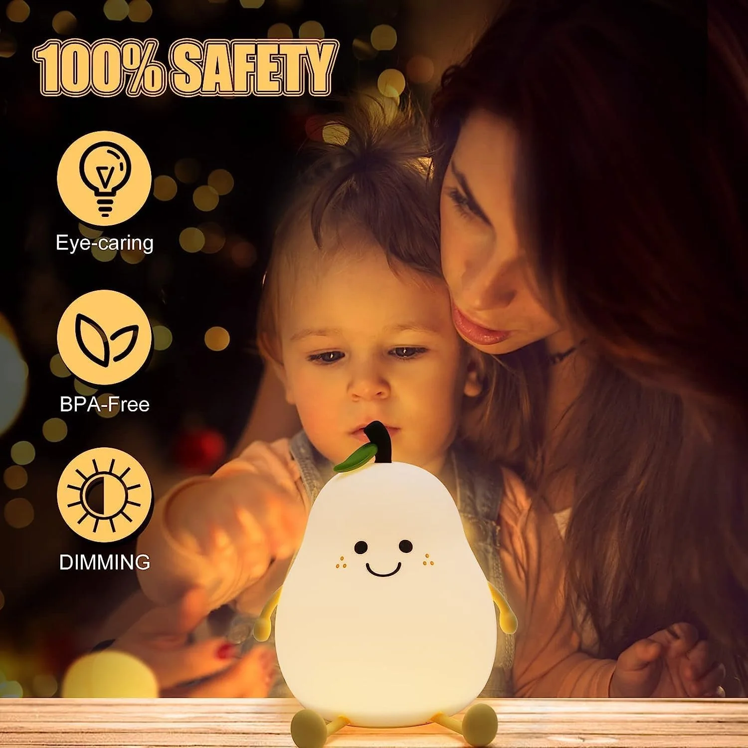 Cute Pear Shape Silicone Night Lamp With Multi Color Changing Mode (1 Pc) - Image 8