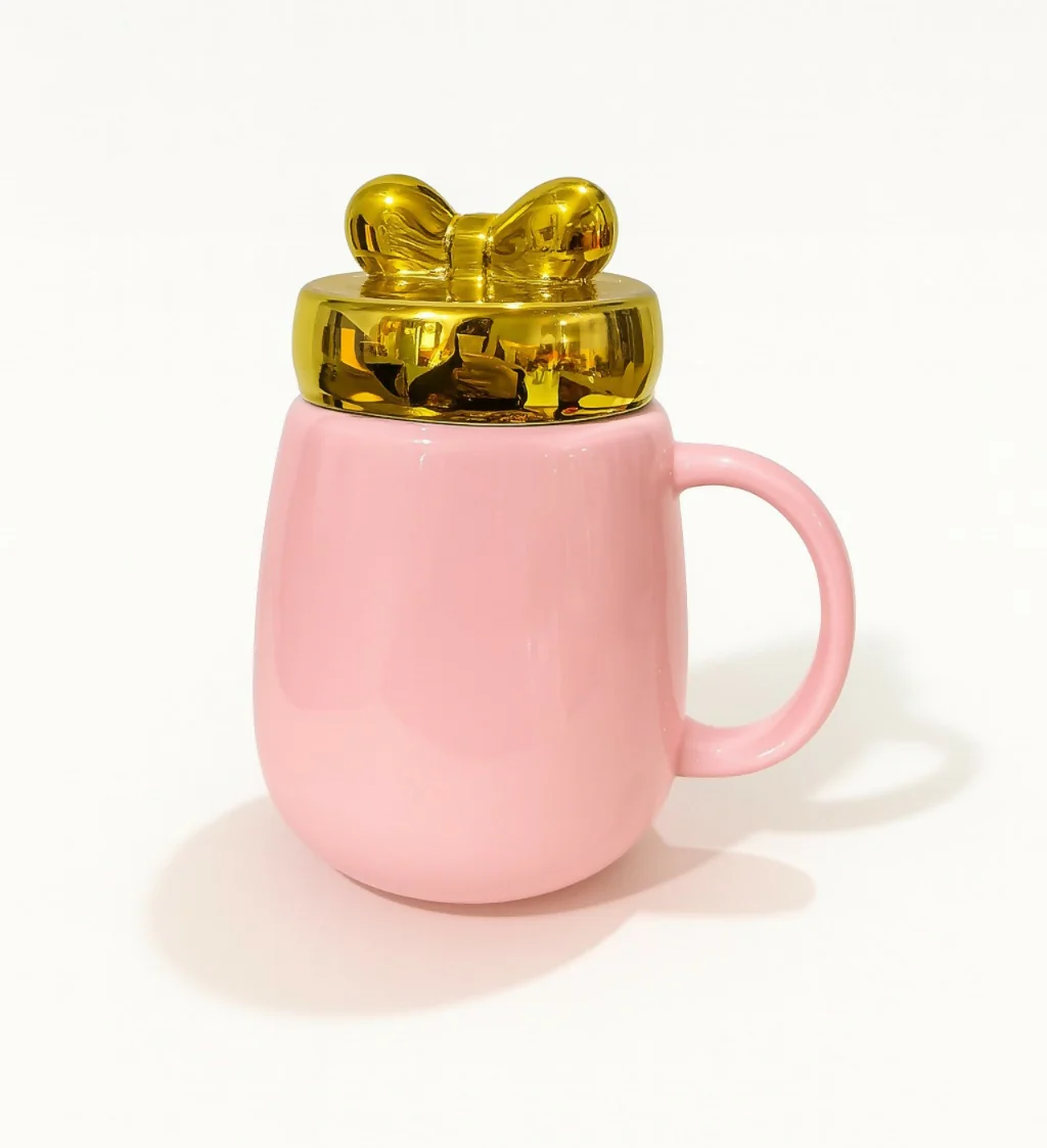 Cute Pink Ceramic Coffee Mug for Girls - Image 2