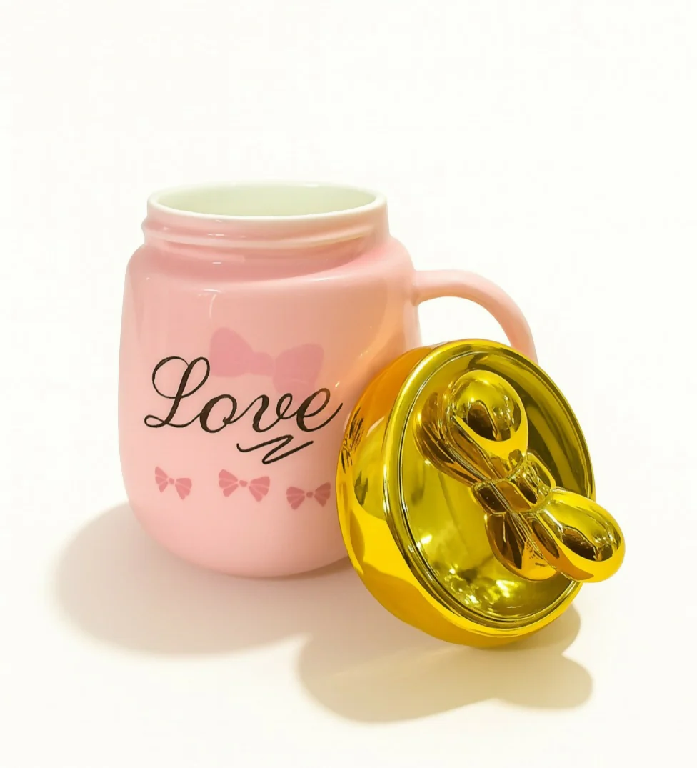 Cute Pink Ceramic Coffee Mug for Girls - Image 3