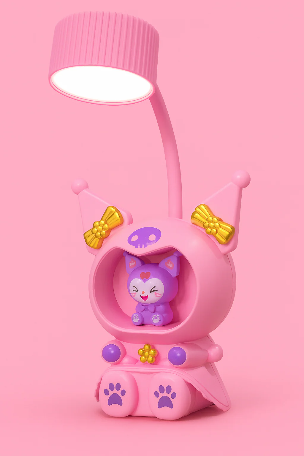 Cute Pink Character LED Table Lamp with Night Light & USB Charging - Image 3
